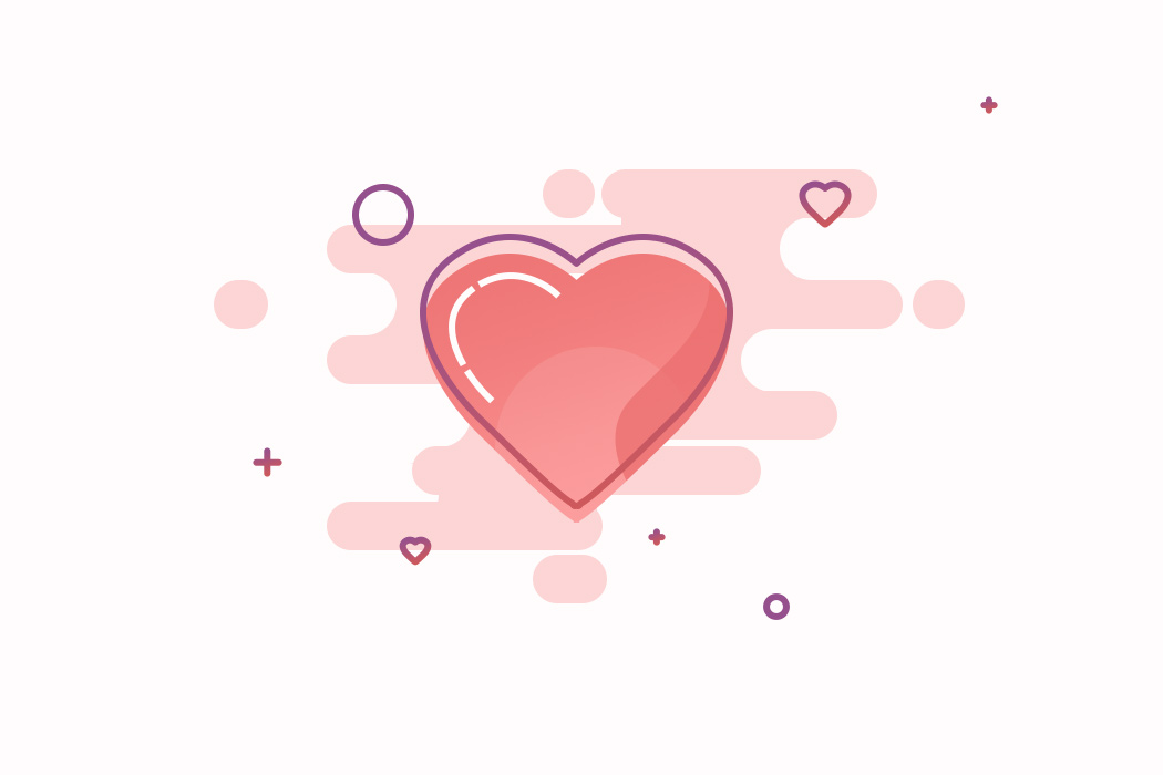 A cartooned pink heart