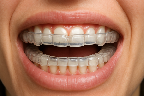 mouth with bite splints
